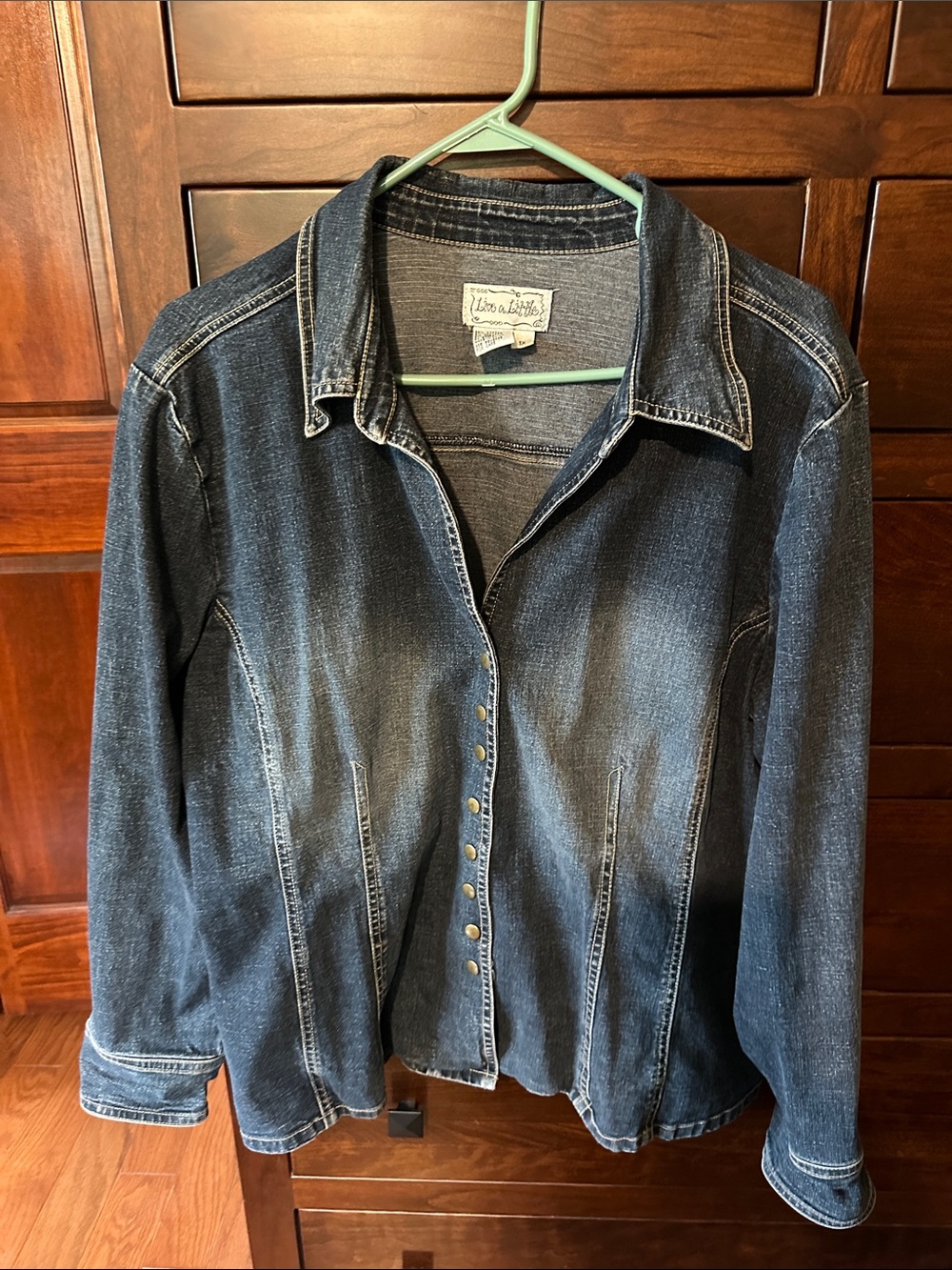 Live a Little Dark Blue Denim Button-Front lightweight jacket